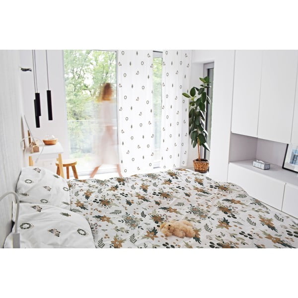 Balts aizkars no kokvilnas satīna 110x250 cm Festive Car – Butter Kings-image-1