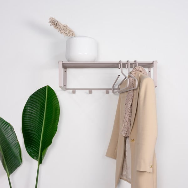 Pelēkbrūns metāla sienas pakaramais ar plauktu 70 cm Rex – Spinder Design-image-1