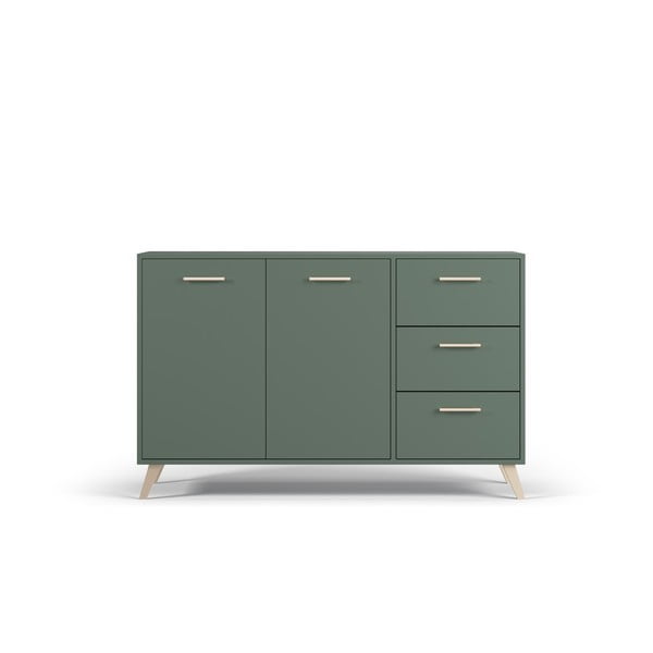 Zaļa zema kumode 140x86 cm Burren – Cosmopolitan Design