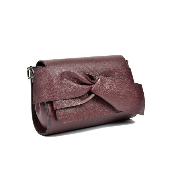 Bordo sarkanā Anna Luchini Bow plecu soma-image-2