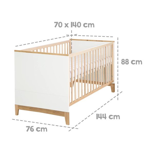Balta/dabīga toņa dižskābarža masīvkoka bērnu gultiņa 70x140 cm Finn – Roba-image-4