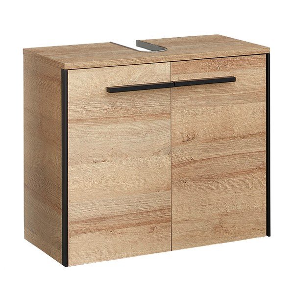 Dabīga toņa piekarams skapītis zem izlietnes ar ozolkoka imitāciju 53x60 cm Quickset 395 – Pelipal-image-2