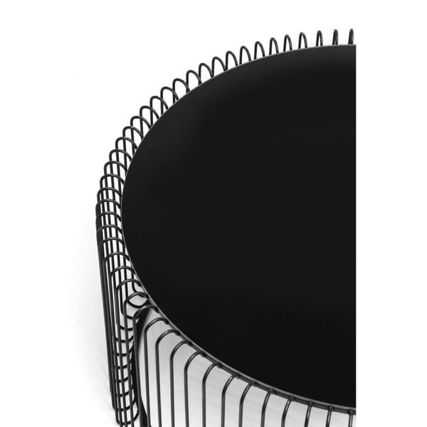 2 melnu sānu galdiņu komplekts Kare Design Wire Big-image-4