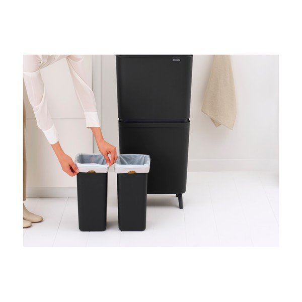 Tumši pelēka atkritumu šķirošanas plastmasas atkritumu tvertne 25+10+10 l SortUp Recycle Hi – Brabantia-image-3