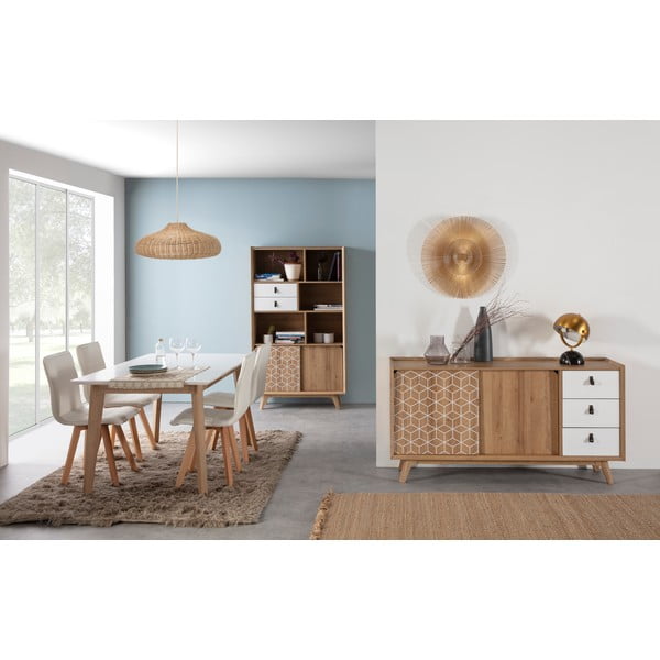 Brūns grāmatu plaukts ar baltiem dekoriem Marckeric Java-image-1