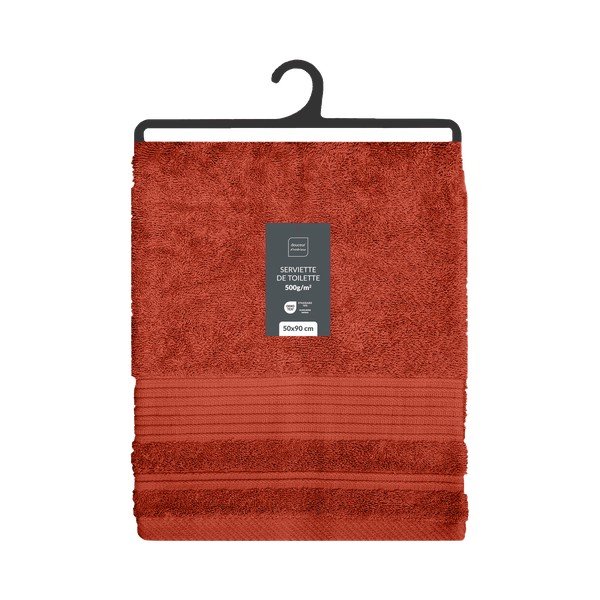 Ķieģeļu sarkans frotē kokvilnas dvielis 50x90 cm Tendresse – douceur d'intérieur-image-4