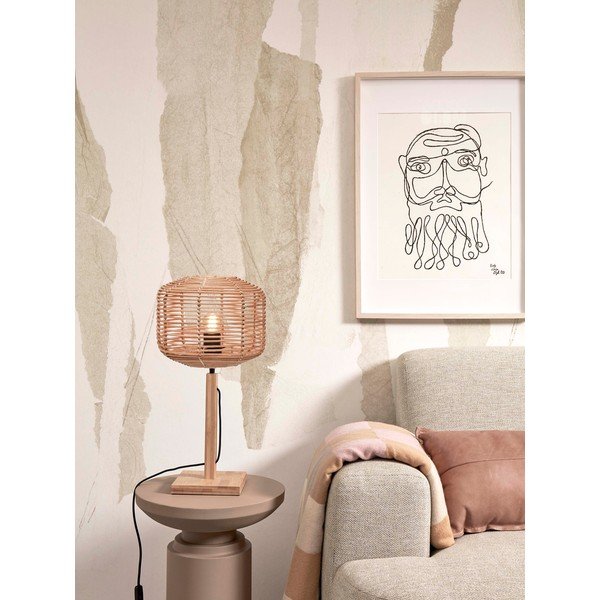 Dabīga toņa galda lampa ar rotangpalmas abažūru (augstums 40 cm) Tanami – Good&Mojo-image-3