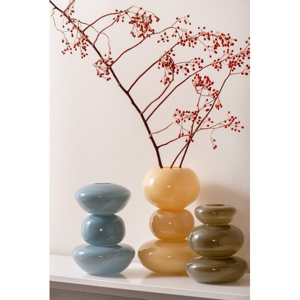 Gaiši dzeltena stikla vāze Bubbles – PT LIVING-image-1