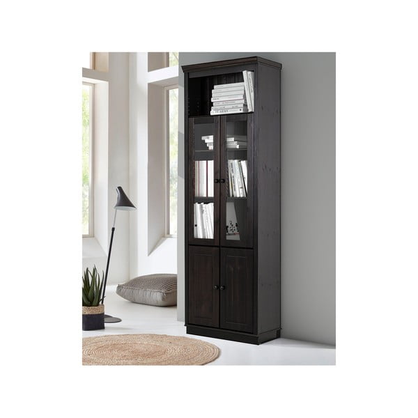 Brūna priedes masīvkoka vitrīna 74x223 cm Anita – Støraa-image-2