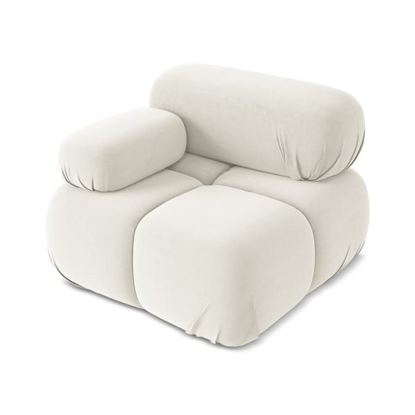 Balta samta modulārā dīvāna daļa (ar kreiso stūri) Lokua – Makamii-image-2