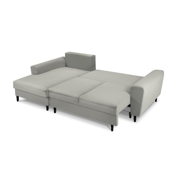 Gaiši pelēks velveta salokāms stūra dīvāns ar uzglabāšanas vietu (ar kreiso stūri/ar zvilni) Kyoto – Cosmopolitan Design-image-2