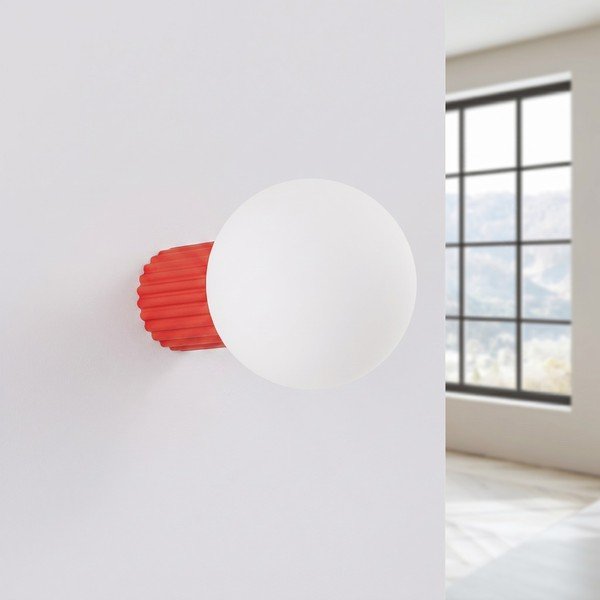 Sarkana sienas lampa no opāla stikla ø 12 cm Orbital – Sollux-image-2