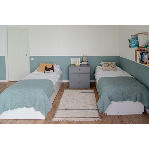 Zils/krēmkrāsas mazgājams/ar rokām darināts kokvilnas paklājs 90x130 cm Lanes Vintage Blue – Lorena Canals-image-1