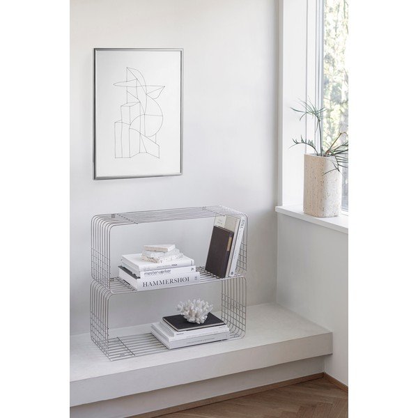 Spīdīgas sudraba krāsas daudzlīmeņu metāla sienas plaukts 70 cm Store-It – Mette Ditmer Denmark-image-1