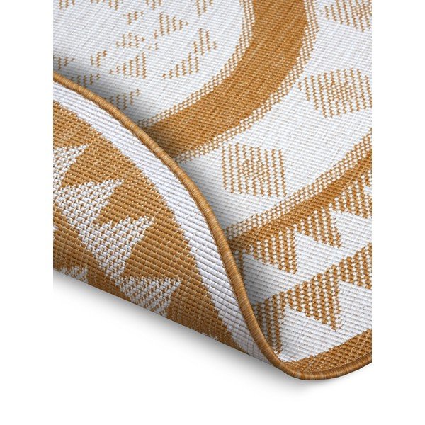 Okera dzeltens/balts apaļš āra paklājs ø 140 cm Jamaica – NORTHRUGS-image-2