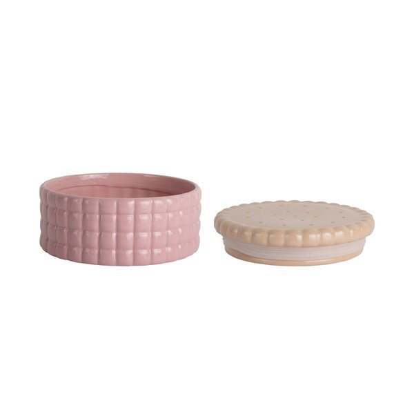 Gaiši rozā dekoratīva keramikas uzglabāšanas kaste ø 20x10 cm Biscuit Box – PT LIVING-image-2