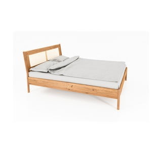 Divguļamā ozolkoka gulta ar rotangpalmas galvgali 160x200 cm Pola – The Beds
