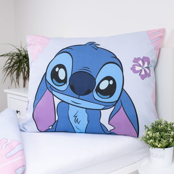 Zila/violeta vienguļamā kokvilnas bērnu gultas veļa 140x200 cm Lilo and Stitch "Cute" – Jerry Fabrics-image-3