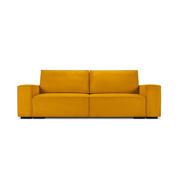 Dzeltens velveta izvelkamais dīvāns ar veļas kasti Mazzini Sofas Azalea-image-2