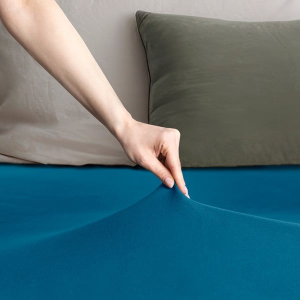 Zaļganzils trikotāžas palags ar gumiju 180x200 cm Amber – Restilo-image-1