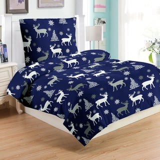 Zila mikroplīša gultasveļa My House Deer, 140 x 200 cm