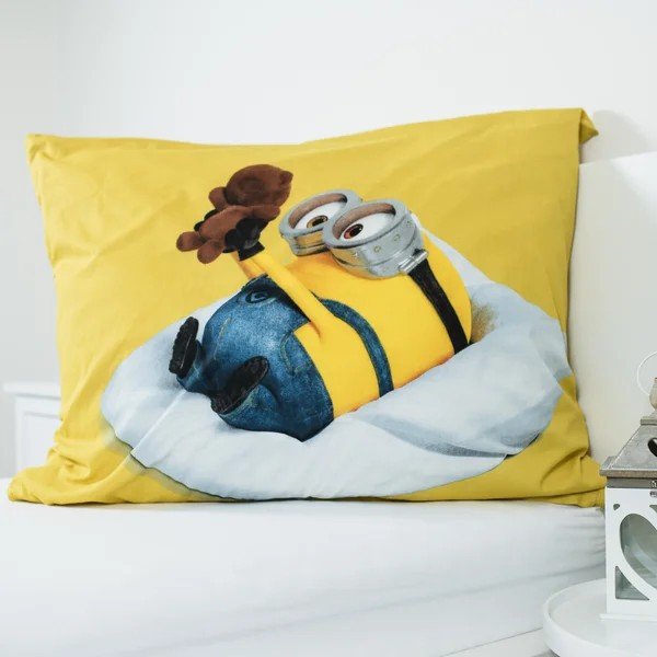 Dzeltena/zila vienguļamā kokvilnas bērnu gultas veļa 140x200 cm Mimoni Lazy Club – Jerry Fabrics-image-3