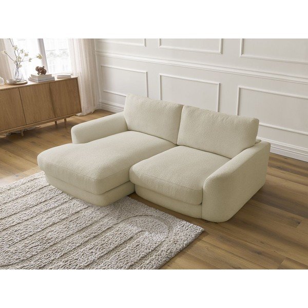 Bēšs stūra dīvāns no buklē auduma (ar kreiso stūri/ar zvilni) Leonore – Bobochic Paris-image-3