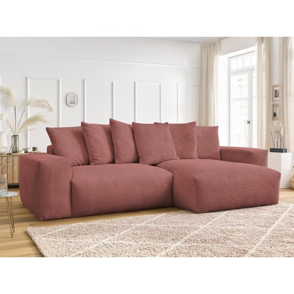 Rozā velveta salokāms/ar uzglabāšanas vietu stūra dīvāns Voltaire – Bobochic Paris-image-1