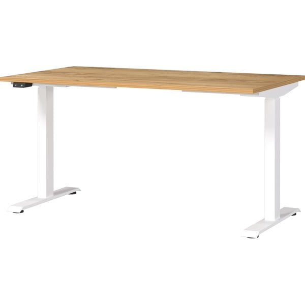 Darba galds ar elektriski regulējamu augstumu un ozolkoka imitācijas galda virsmu 80x140 cm Jet – Germania