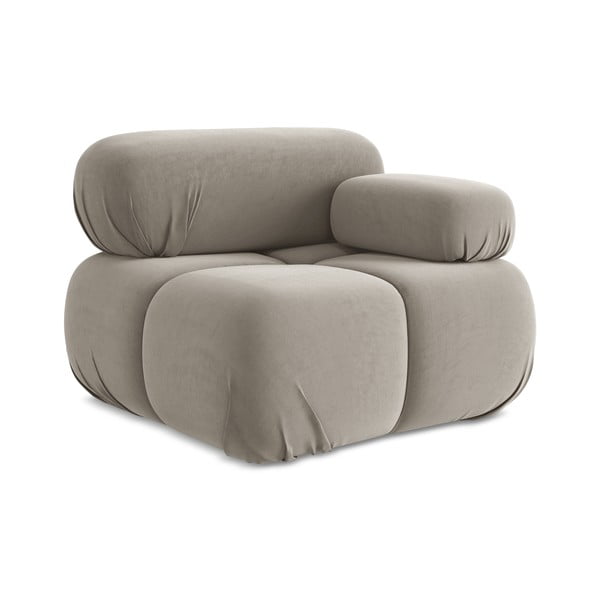 Bēša samta modulārā dīvāna daļa (ar labo stūri) Lokua – Makamii-image-1