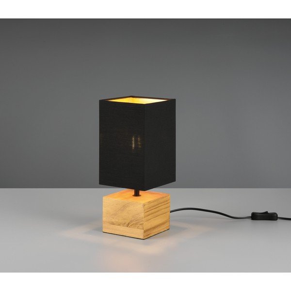 Melna/dabīga toņa galda lampa ar auduma abažūru (augstums 30 cm) Woody – Reality-image-1