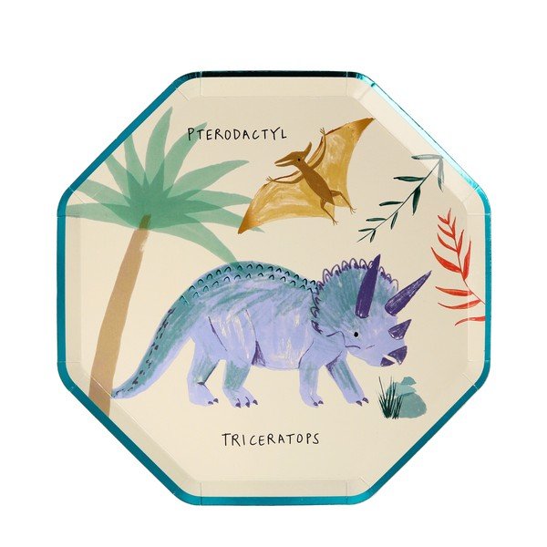 Papīra vienreizlietojamie šķīvji (8 gab.) Dinosaur Kingdom – Meri Meri-image-3