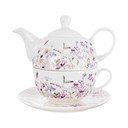 Balts/violets porcelāna tējas piederumu komplekts Louka – Orion