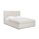 Bēša polsterēta divvietīga gulta ar veļas kasti un redelēm 180x200 cm Thessa Bold Line – Bonami Selection