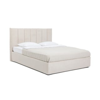 Bēša polsterēta divvietīga gulta ar veļas kasti un redelēm 180x200 cm Thessa Bold Line – Bonami Selection