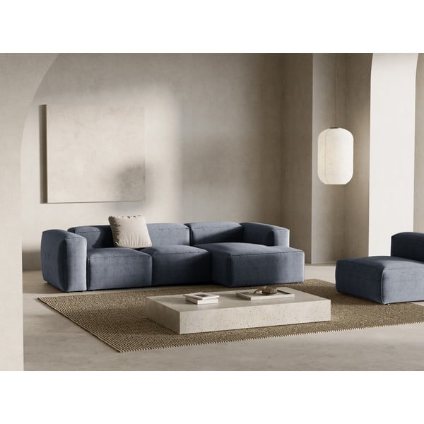 Dūmakaini zils velveta stūra dīvāns (ar labo stūri/ar zvilni) Bergamo – Cosmopolitan Design-image-1