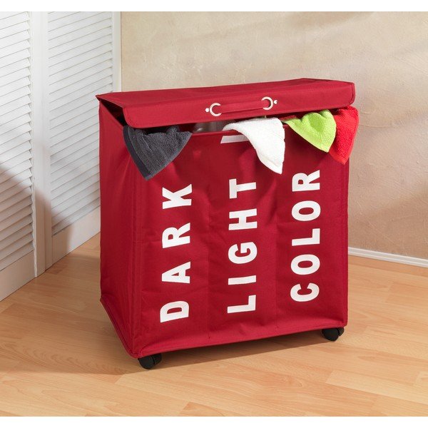 Sarkans trīsdaļīgs veļas grozs Wenko Trivo, 117,6 l-image-1