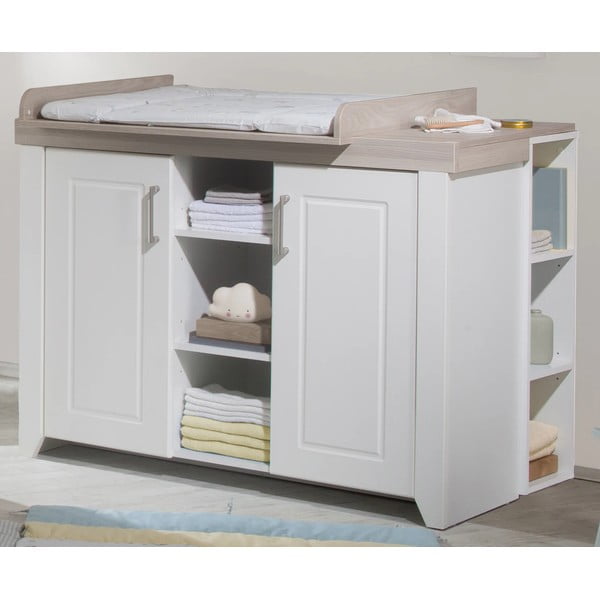 Balta zema bērnu kumode ar gobas imitāciju 120x98 cm Felicia – Roba-image-1