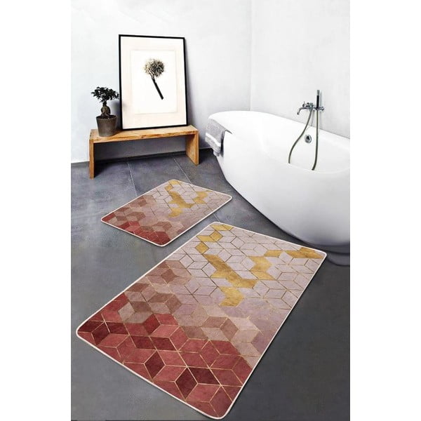 Rozā samta vannas istabas paklājiņi (2 gab.) 60x100 cm – Mila Home-image-2
