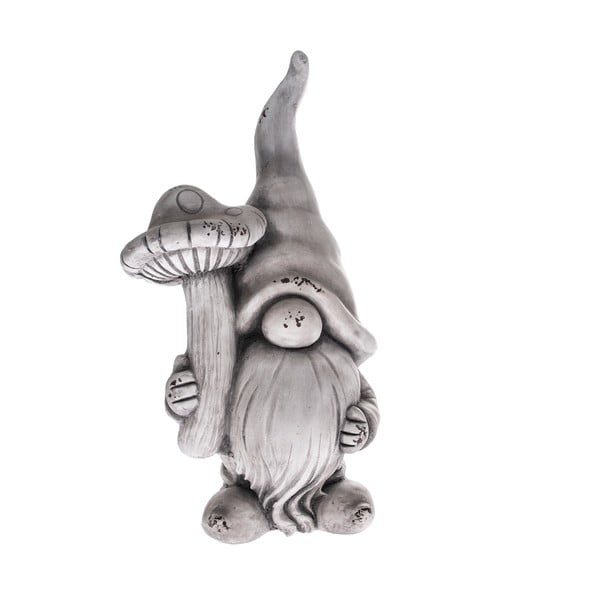 Pelēka dekorācija Dakls Mushroom Gnome, augstums 44,5 cm