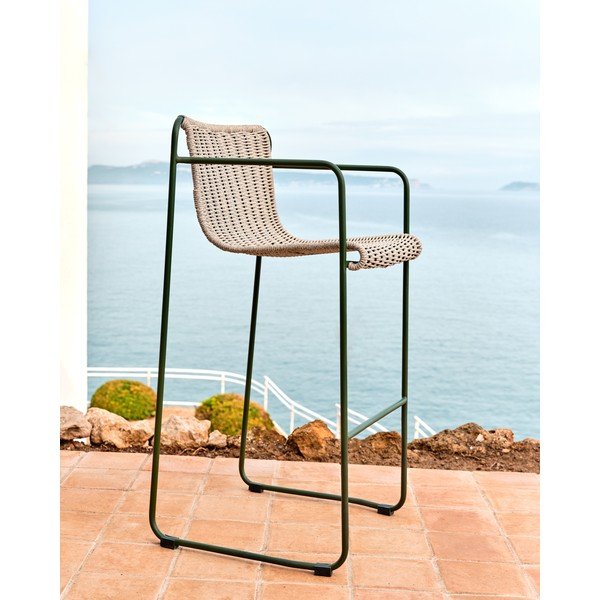 Dūmakaini zaļš metāla dārza bāra krēsls Maurina – Kave Home-image-1