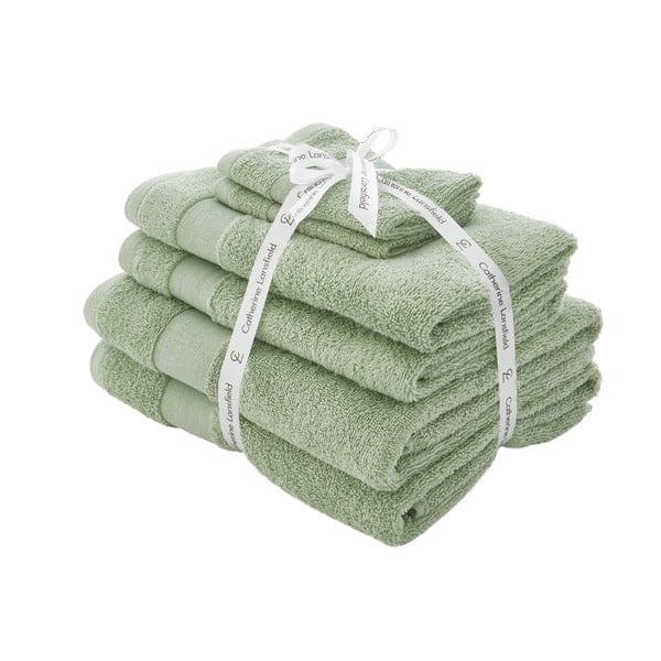 Zaļi frotē kokvilnas dvieļi komplektā (6 gab.) Anti-Bacterial – Catherine Lansfield