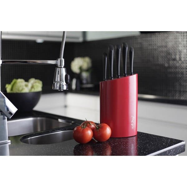 Sarkans statīvs ar pieciem nažiem Vialli Design-image-3