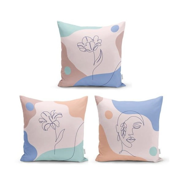 3 dekoratīvo spilvendrānu komplekts Minimalist Cushion Covers Colourful Flower, 45 x 45 cm