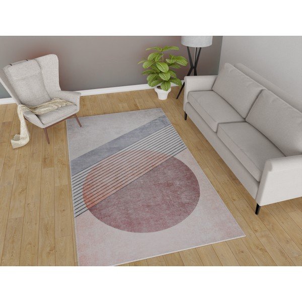 Gaiši rozā/gaiši pelēks mazgājams paklājs 160x230 cm – Vitaus-image-1