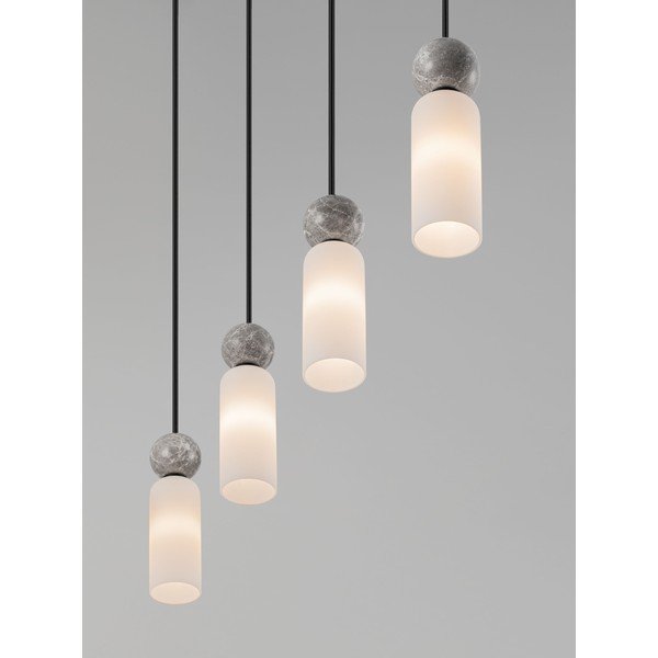 Matēti melna akmens piekaramā lampa ar stikla abažūru Filomena – Nova Luce-image-1