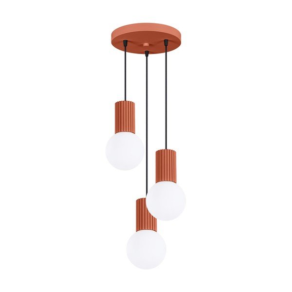 Terakotas oranža metāla piekaramā lampa ar stikla abažūru ø 25 cm Orbital – Sollux