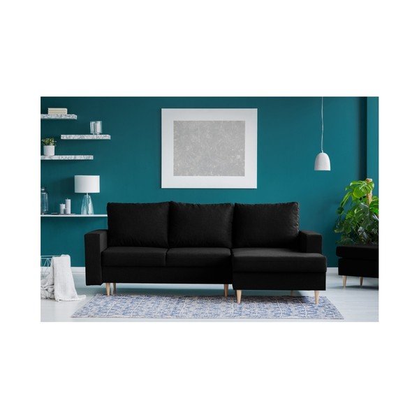 Melns stūra dīvāns ar atpūtas krēslu labajā pusē Mazzini Sofas Iris-image-2