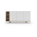 Balta zema kumode ar ozolkoka imitāciju 170x80 cm Cequoia – Marckeric