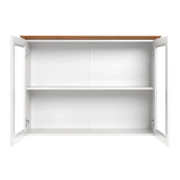 Balta/dzintara dzeltena priedes masīvkoka piekarināma vitrīna 105x80x35 cm Teramo – Støraa-image-3